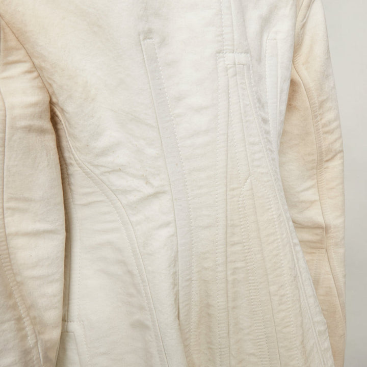 PRADA 2022 Runway Slub beige distressed canvas lace up corset jacket IT36 XXS