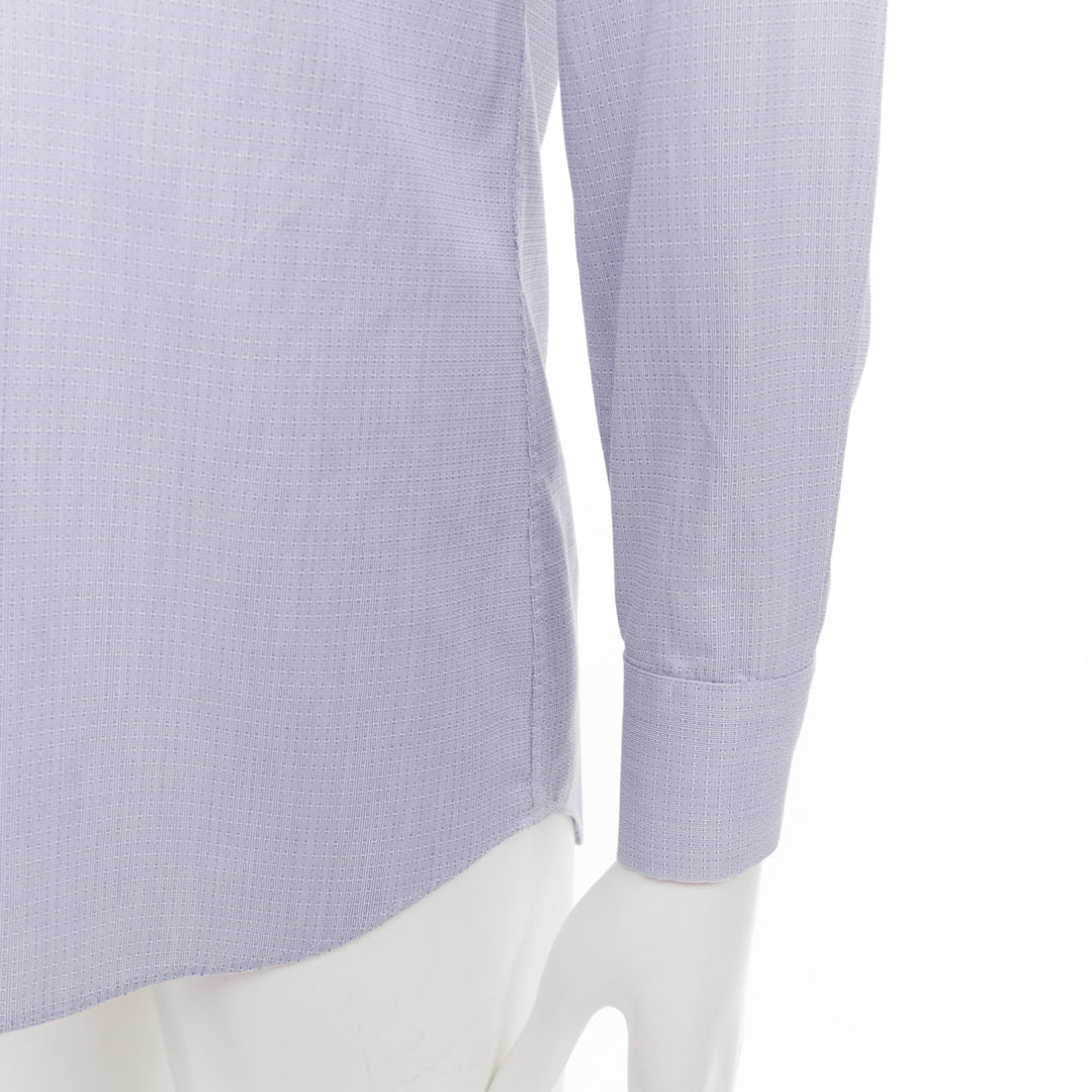 PRADA blue geometric print shell buttons long sleeve collared dress shirt EU38 S