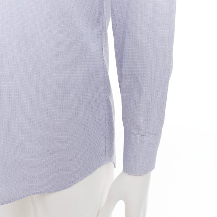 PRADA blue geometric print shell buttons long sleeve collared dress shirt EU38 S