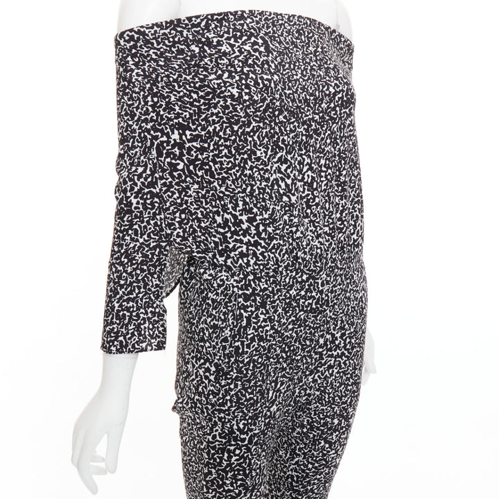 DEREK LAM 10 CROSBY black white silk blend geometric strapless jumpsuit US0 XS