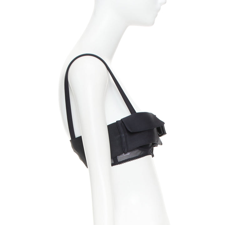 MIU MIU 2023 Runway Radzimir utility buckle pocket bralette top black IT38 XS