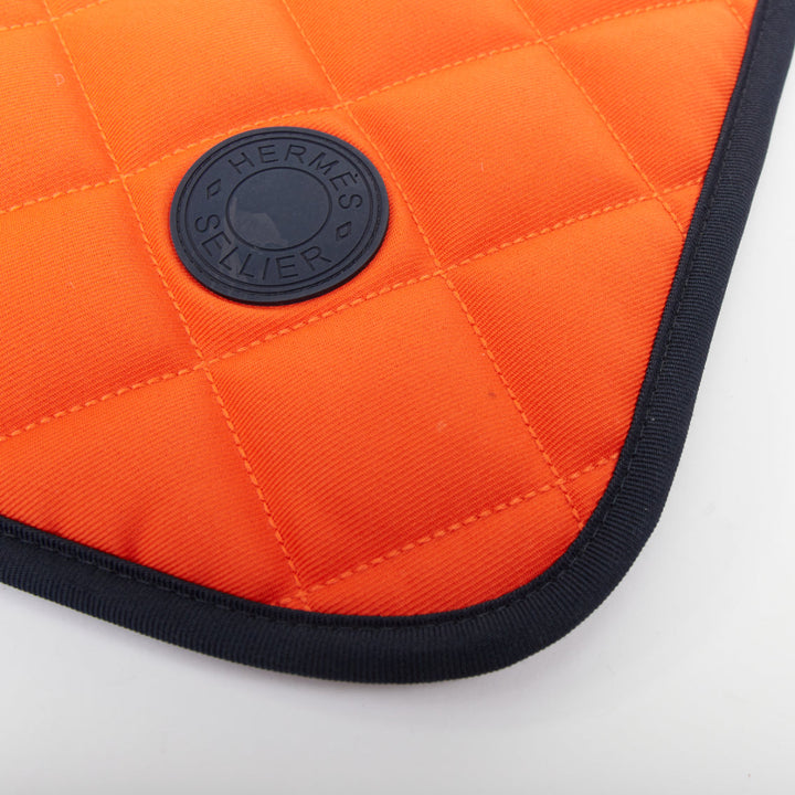 HERMES Reversible Quilted Dog Mat feu navy waterproof travel pet canvas blanket