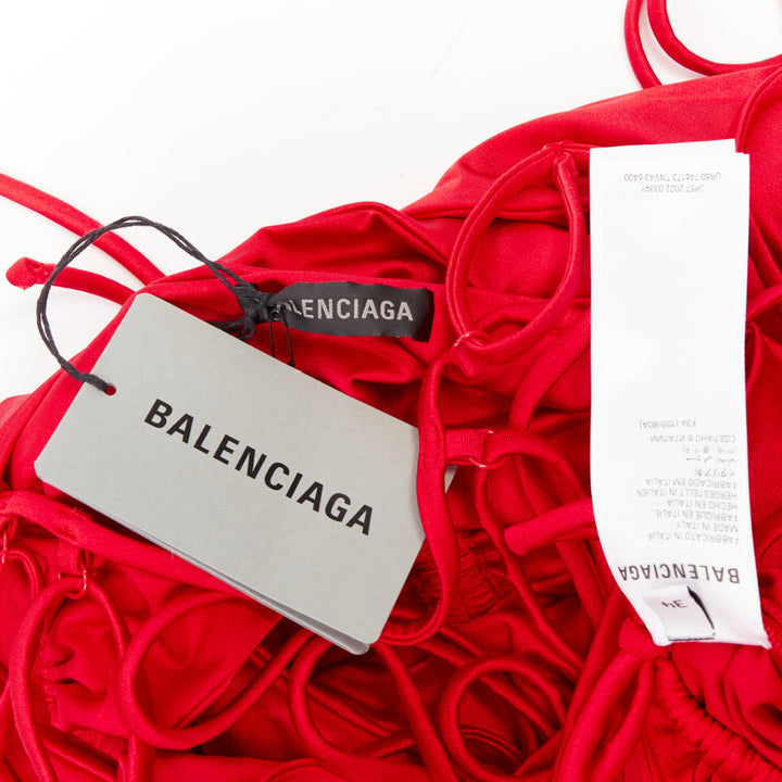 BALENCIAGA Demna 2023 Runway red patched bikini ribbon tie maxi dress FR34