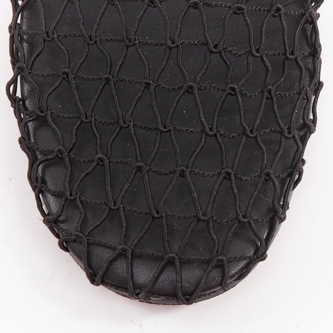 THE ROW 2021 Macrame Net black elastic strap fabric mesh slingback shoes EU36