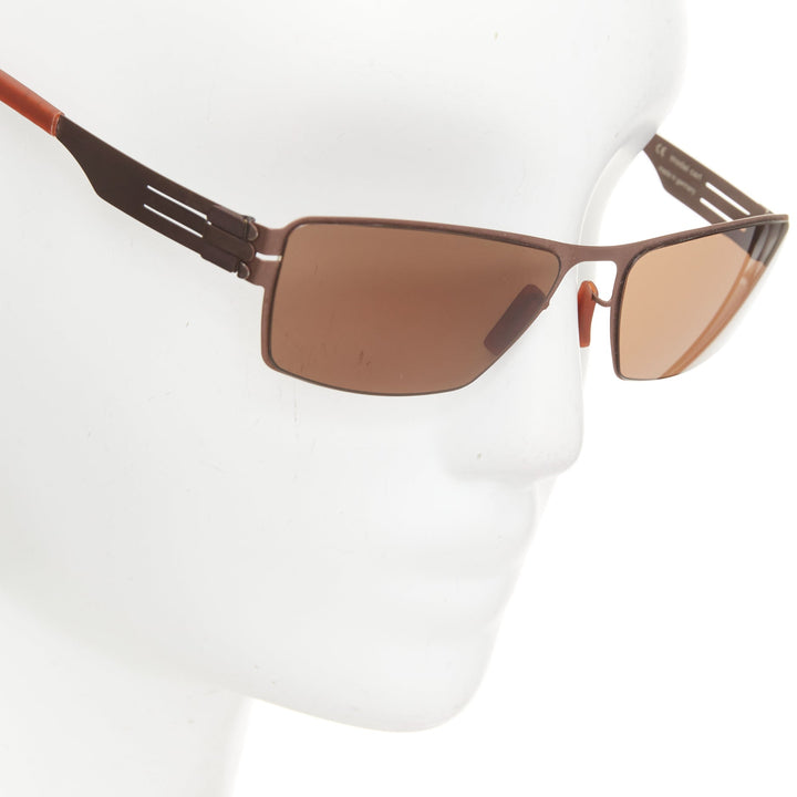 IC BERLIN Classic Carl brown sheet metal rectangular eyewear sunglasses