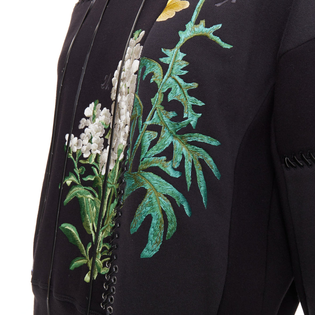 ALEXANDER MCQUEEN 2017 black multicolour embroidery patchwork hoodie IT40 S