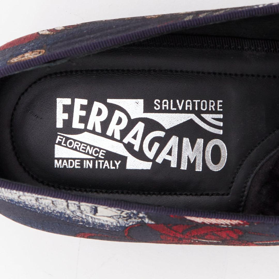 SALVATORE FERRAGAMO Blondie shoe pattern jacquard flat loafers UK7.5 EU41.5