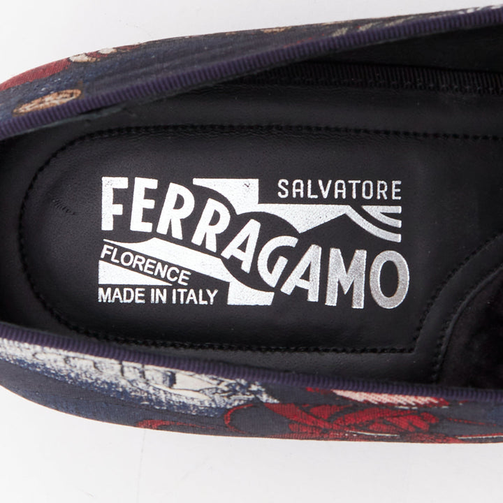SALVATORE FERRAGAMO Blondie shoe pattern jacquard flat loafers UK7.5 EU41.5