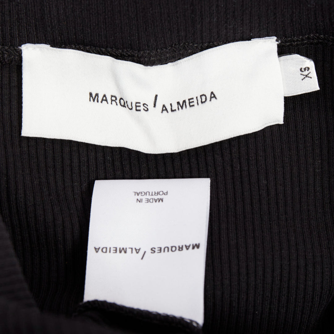 MARQUES ALMEIDA black organic cotton blend ribbed mermaid ruffle skirt XS