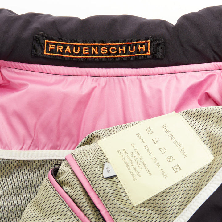FRAUENSCHUH Limited Edition black nylon green nude zip snow puffer jacket XS