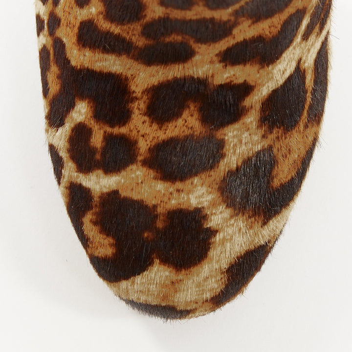 CHRISTIAN LOUBOUTIN leopard print calf hair high stiletto heel ankle boots EU38