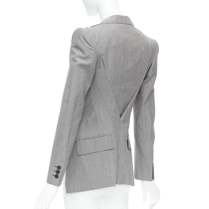 Female mannequin wearing Junya Watanabe 2009 Runway Grey Wool Women Blazers in Size  S | Available at JHROP