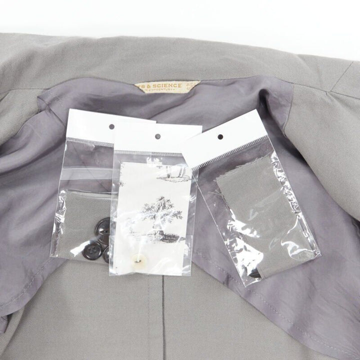 ARTS & SCIENCE grey cotton blend 4-button short collar casusal blazer jacket JP2