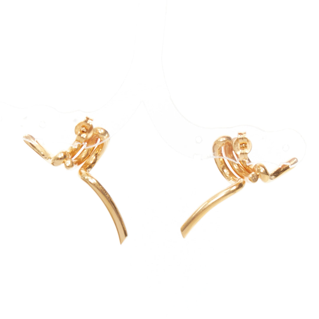 OLD CELINE Phoebe Philo Barbele Cuff gold brass twist barb wire pin earring Pair