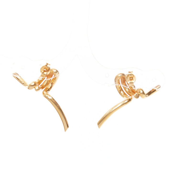 OLD CELINE Phoebe Philo Barbele Cuff gold brass twist barb wire pin earring Pair