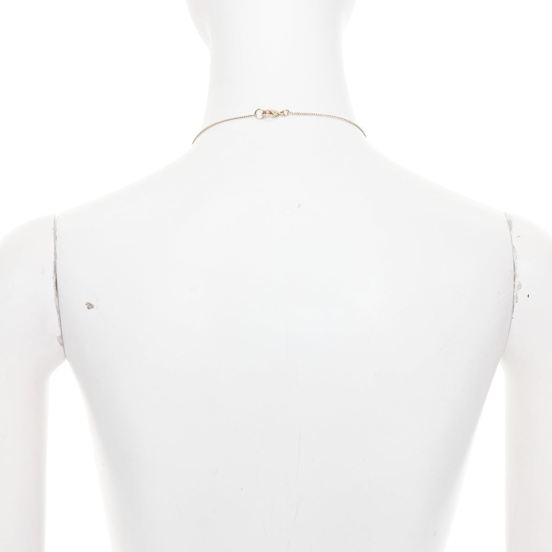 CHANEL B21S champagne gold tone CC logo clasp locket pendent necklace