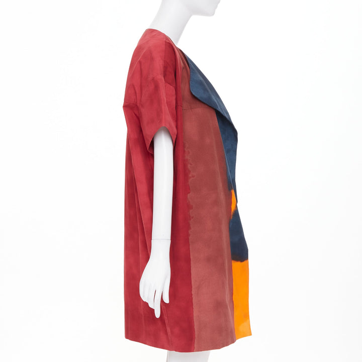 MARNI 2018 painterly abstract colorblock cotton poplin over coat  IT42 M