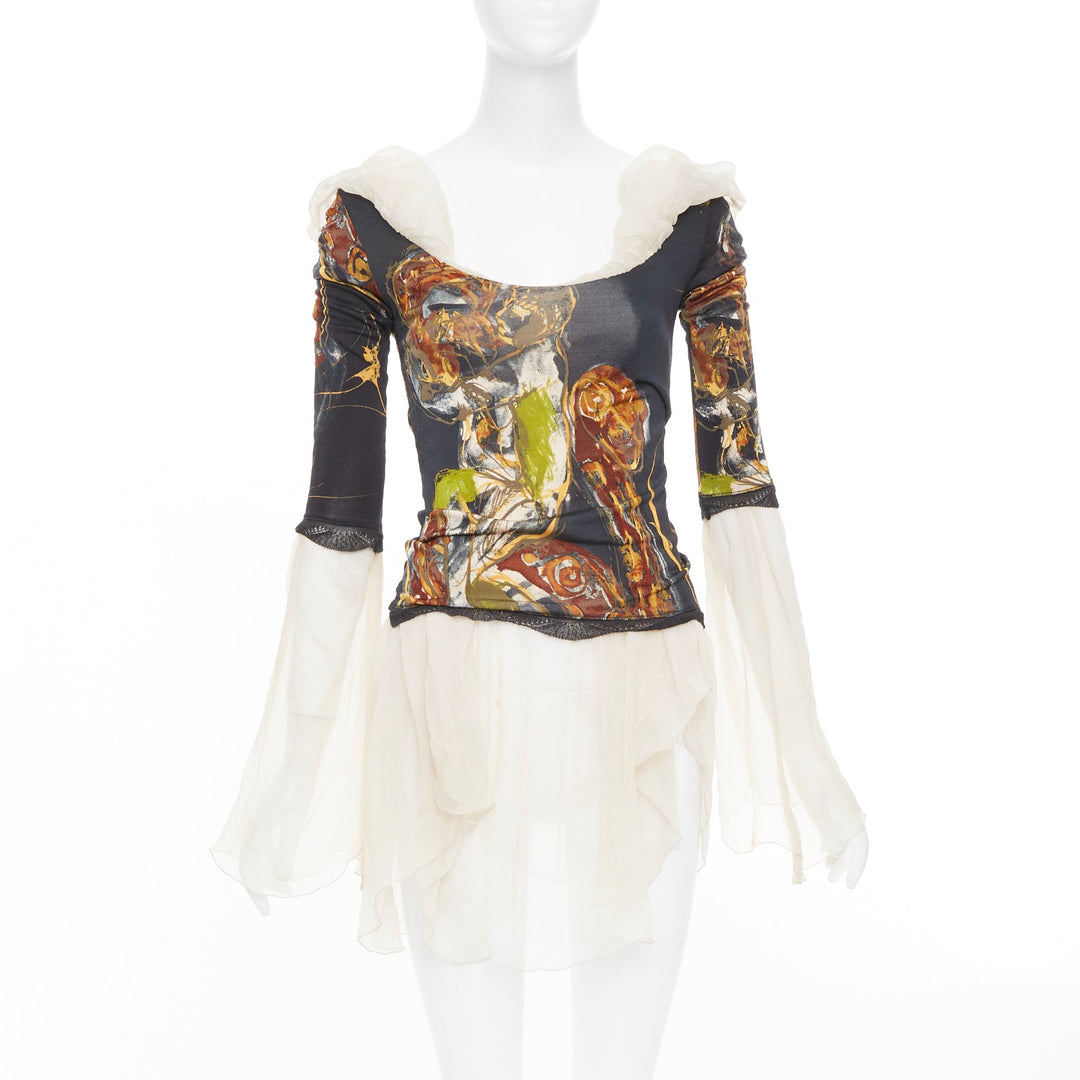 JEAN PAUL GAULTIER Vintage Maille archive sheer sheer mesh knit punk top M