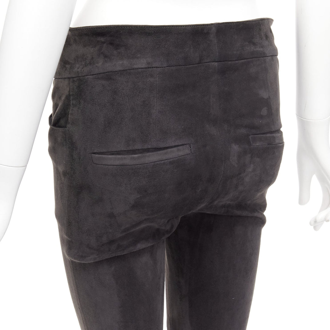 ISABEL MARANT 100% lambskin suede leather grey high waisted skinny pants FR36 S