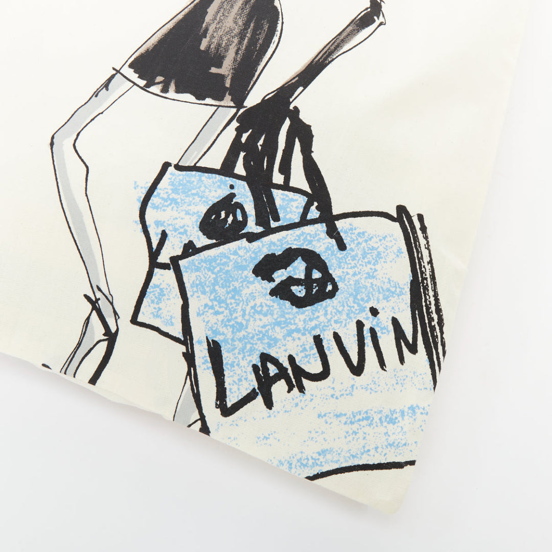 LANVIN I Want It All fashion sketch printed cotton canvas grosgrain tote bag
