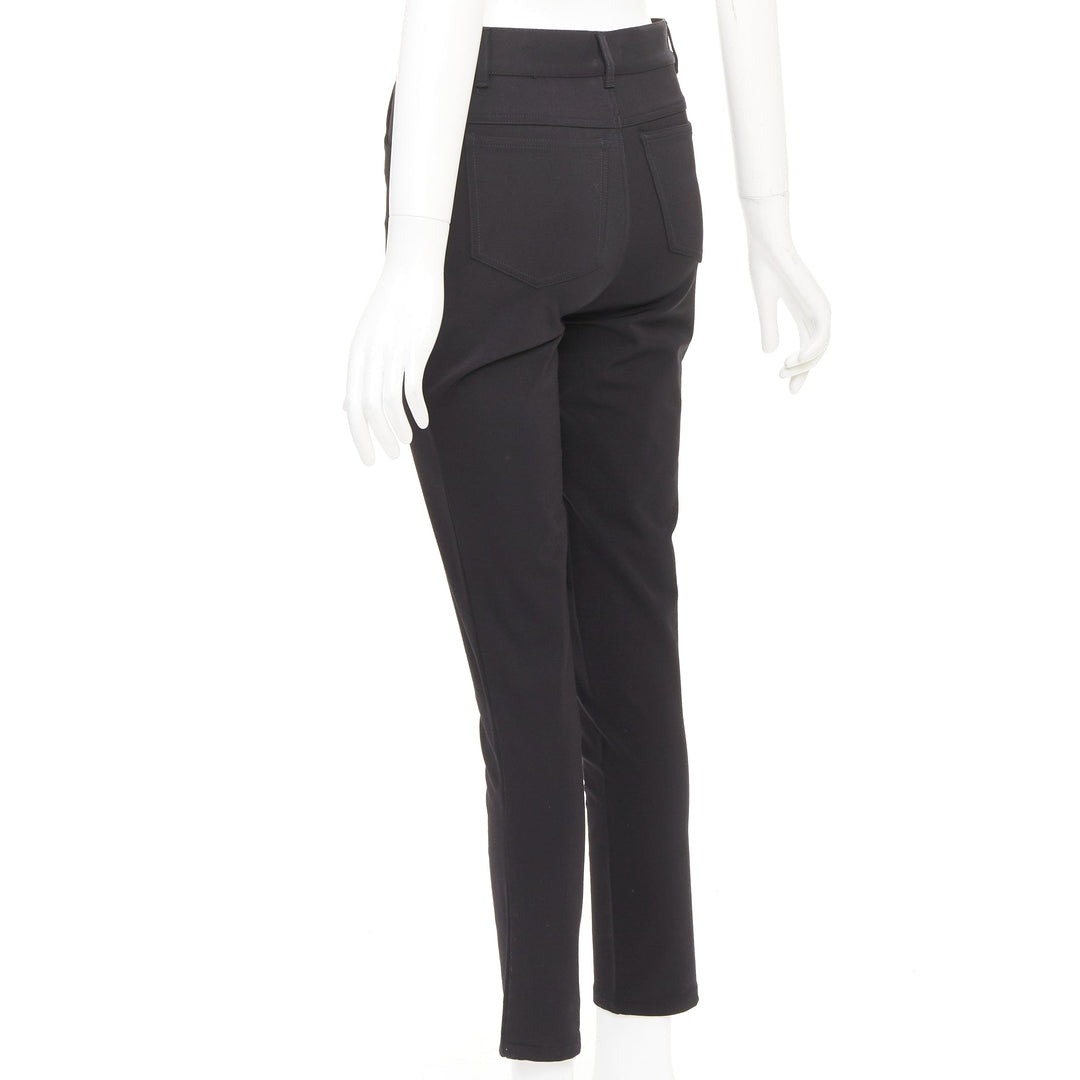 VICTORIA BECKHAM black polyamide high waisted navy gold button pants UK6 XS