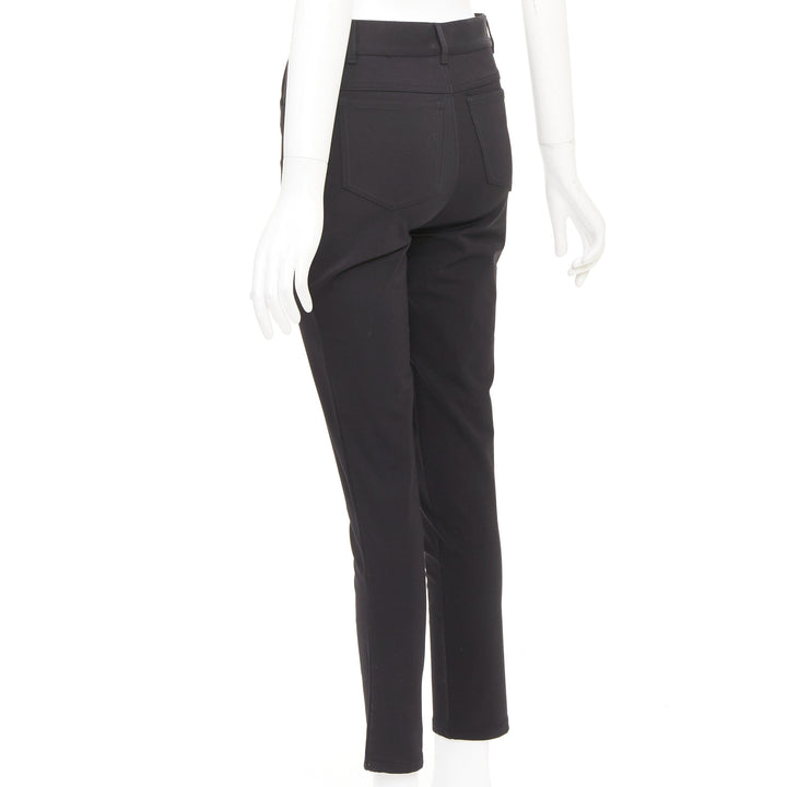 VICTORIA BECKHAM black polyamide high waisted navy gold button pants UK6 XS
