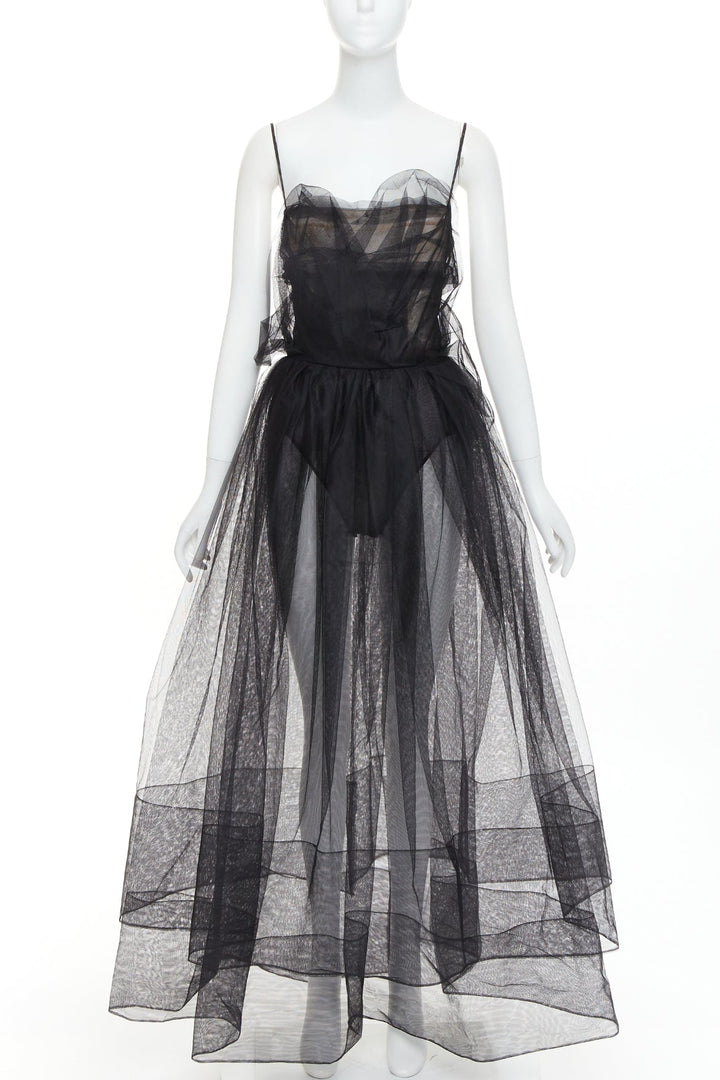 rare ALEXANDRE VAUTHIER COUTURE AW2017 Runway black sheer tulle flared dress