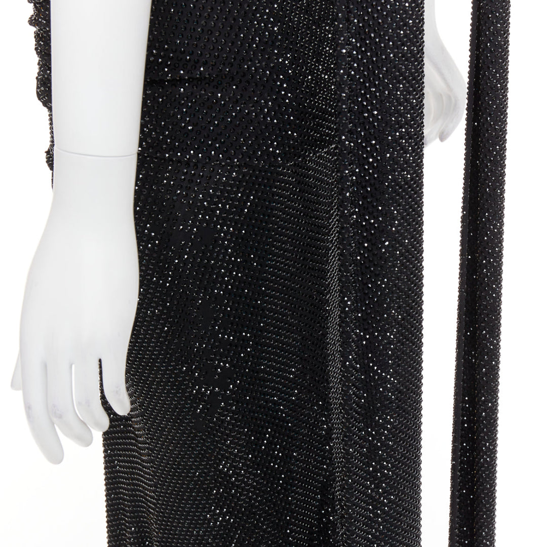 rare ALEXANDRE VAUTHIER COUTURE SS2020 Runway black strass crystal drape gown