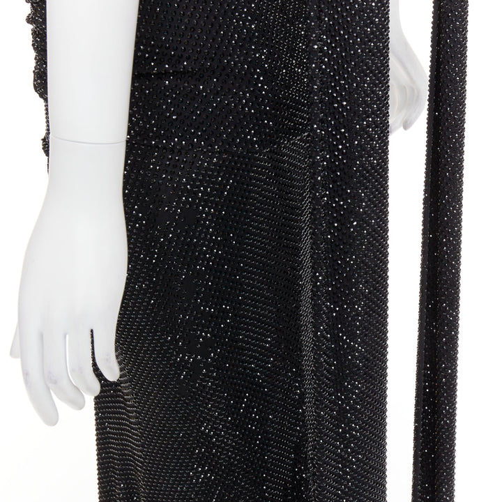 rare ALEXANDRE VAUTHIER COUTURE SS2020 Runway black strass crystal drape gown