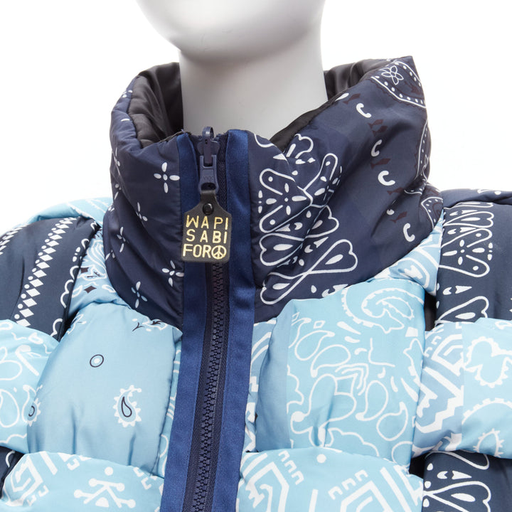 KAPITAL Bandana Paisley Keel blue reversible woven padded puffer vest JP3 L