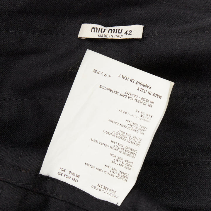 MIU MIU 2009 black long hair tiered wool fur vest coat IT42 M
