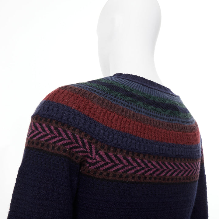 BURBERRY PRORSUM 2014 Runway geometric Fair Isle yoke lambswool knit sweater M
