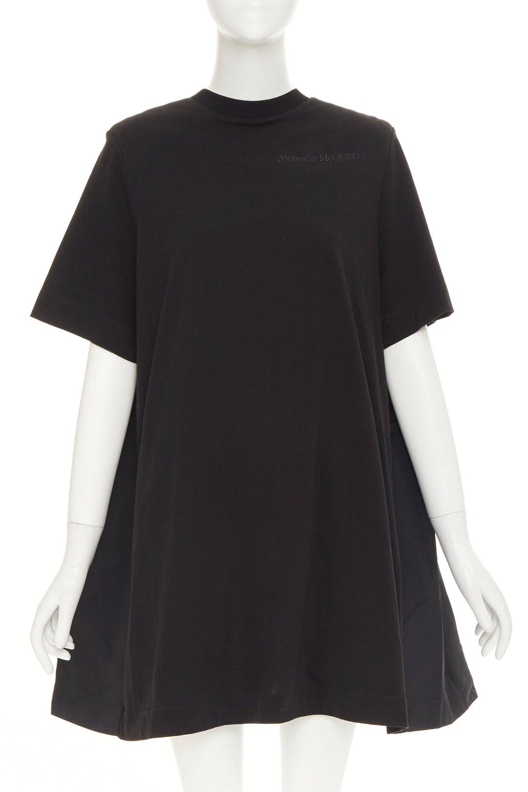 ALEXANDER MCQUEEN 2021 Hybrid Flared Back black cotton jersey dress IT40 S