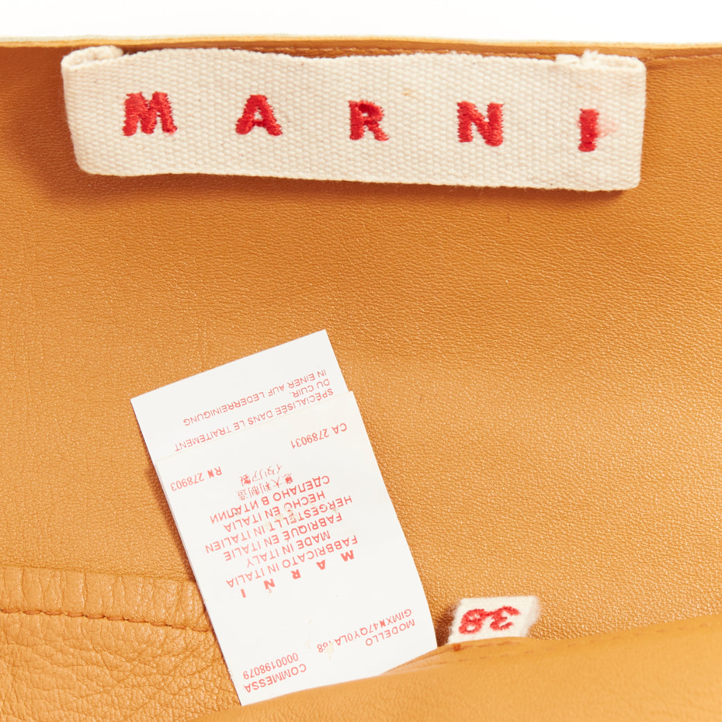 MARNI buttery yellow lamb leather round sleeve peplum asymmetric jacket IT38 XS