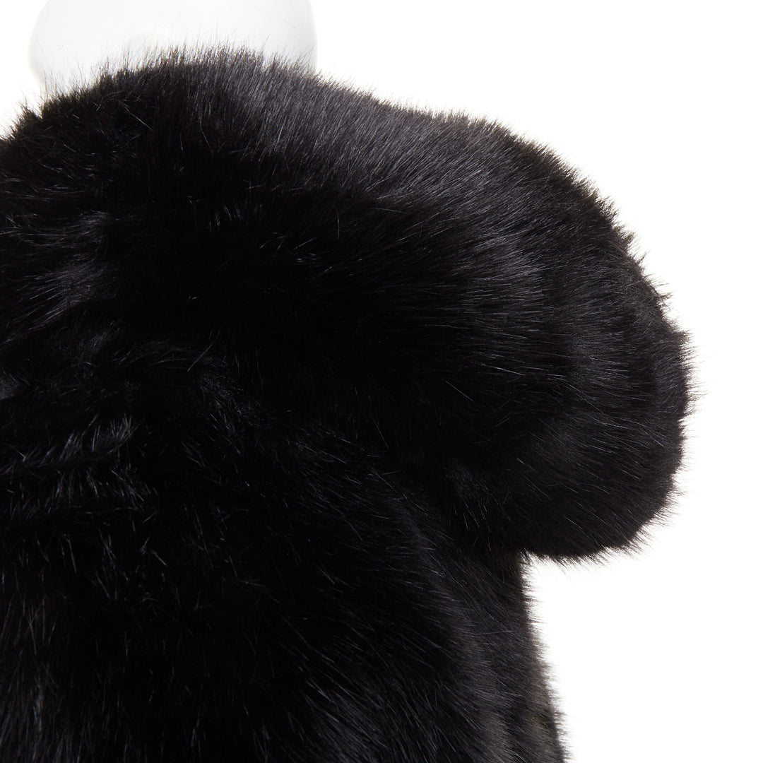rare ALEXANDRE VAUTHIER COUTURE 2023 Runway black faux fur oversized cocoon coat