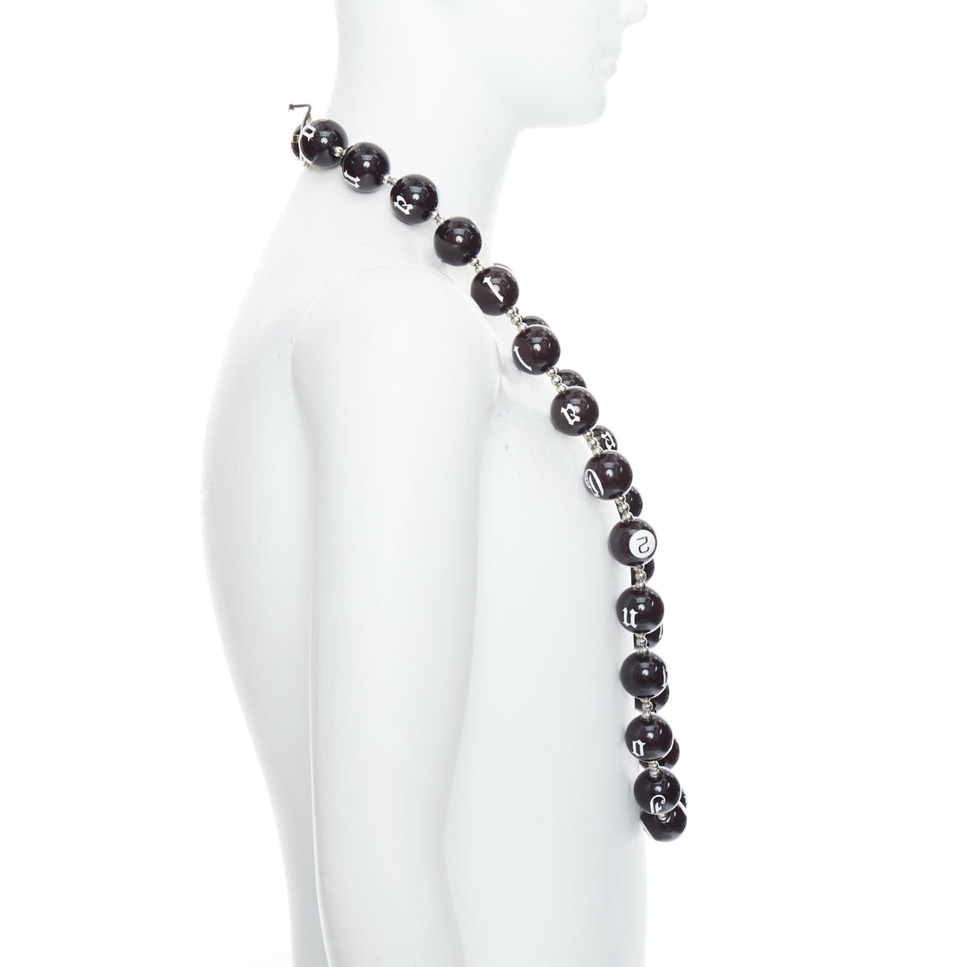 rare JOHN GALLIANO black white gothic logo number lucky ball necklace