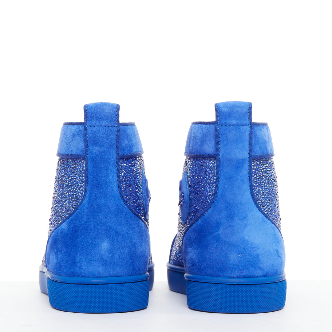 CHRISTIAN LOUBOUTIN Louis Orlato Strass sapphire cobalt crystal hi sneaker EU44