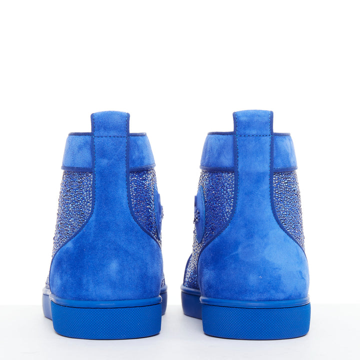 CHRISTIAN LOUBOUTIN Louis Orlato Strass sapphire cobalt crystal hi sneaker EU44