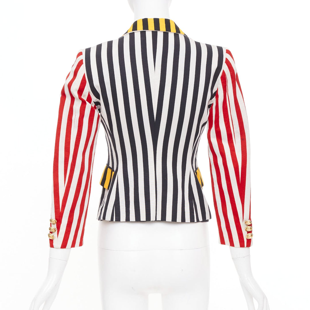 MOSCHINO Cheap & Chic Vintage striped cotton blend cropped blazer IT38 XS