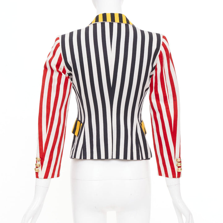 MOSCHINO Cheap & Chic Vintage striped cotton blend cropped blazer IT38 XS