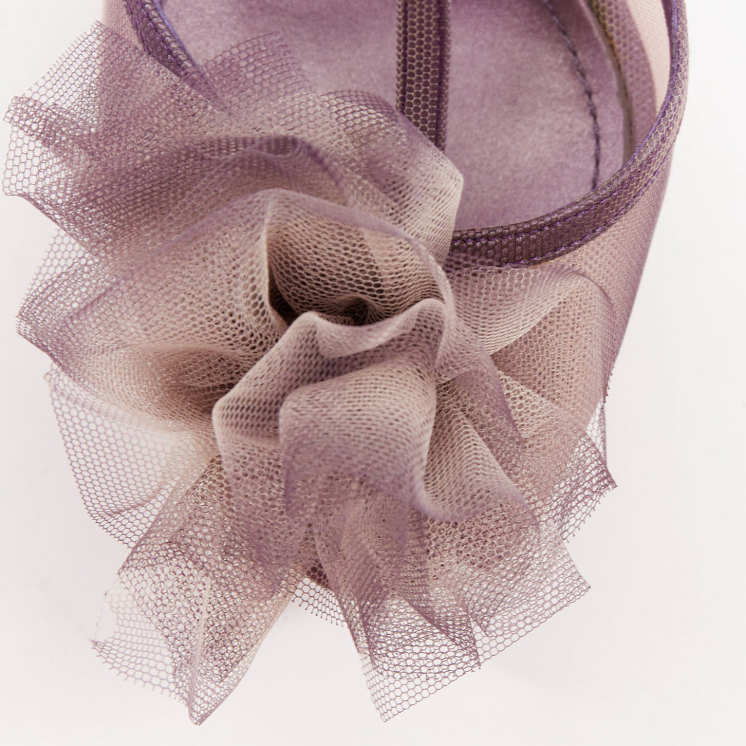 CHRISTIAN DIOR vintage lilac purple nude ombre satin tulle rosette platform EU39