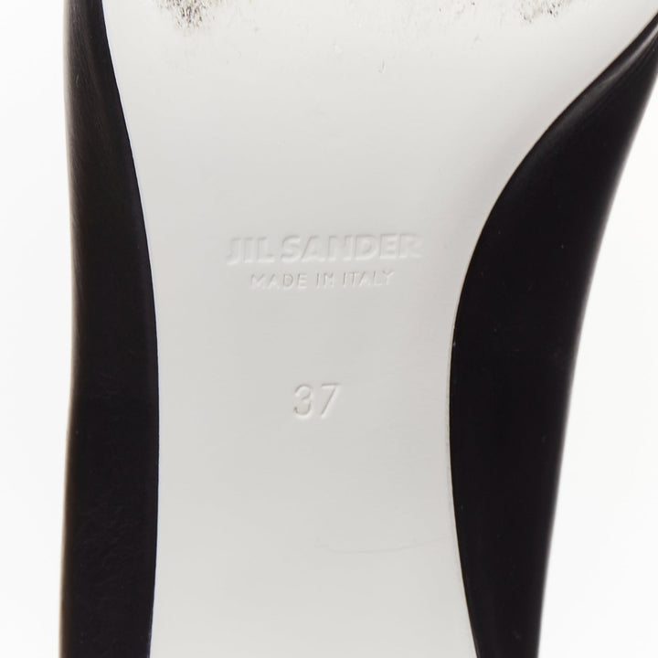 JIL SANDER black leather matte silver cylinder heel anklet ring pumps EU37