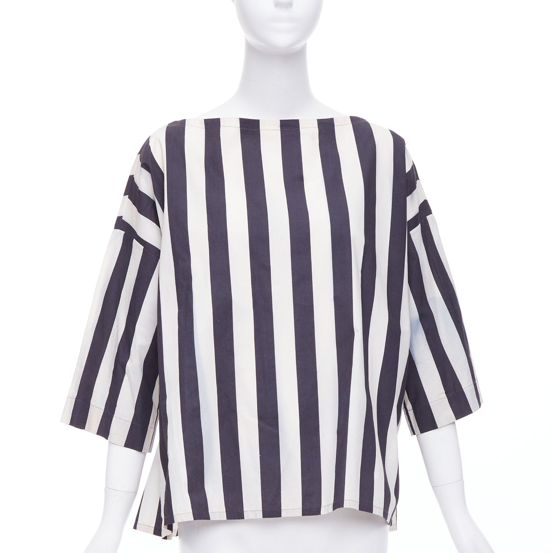 MARNI 2013 black white cotton vertical stripes bateau top IT36 XXS