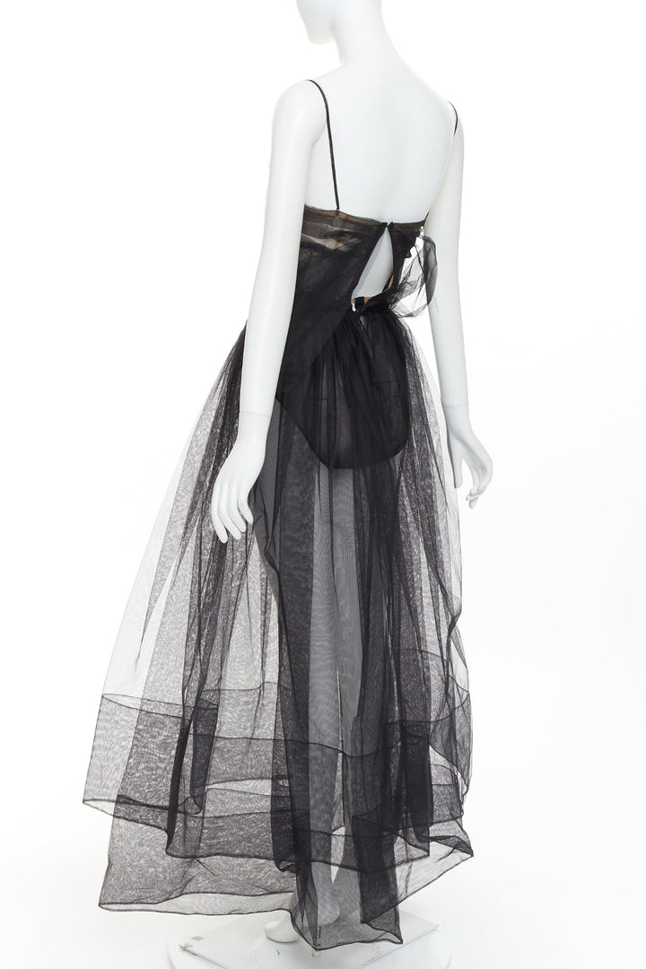 rare ALEXANDRE VAUTHIER COUTURE AW2017 Runway black sheer tulle flared dress