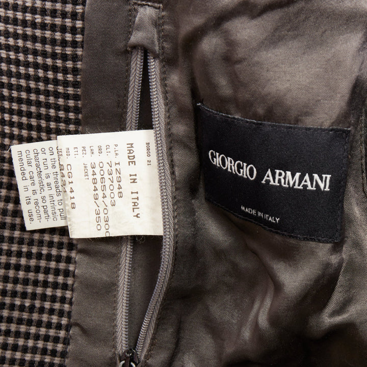 GIORGIO ARMANI brown black cotton blend micro-check 3 pockets blazer  IT46 S