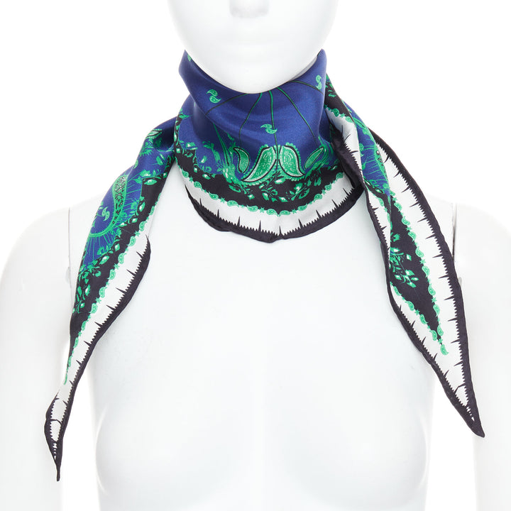 HAIDER ACKERMANN 2017 Runway blue green paisley print triangle scarf