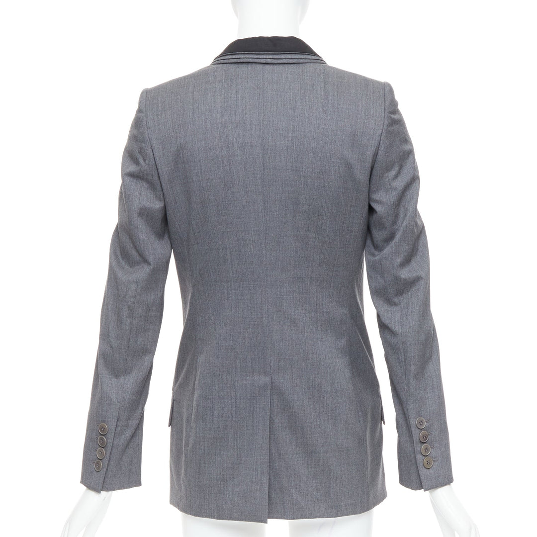 STELLA MCCARTNEY 2011 grey 100% wool triple layer lapel blazer IT36 XXS