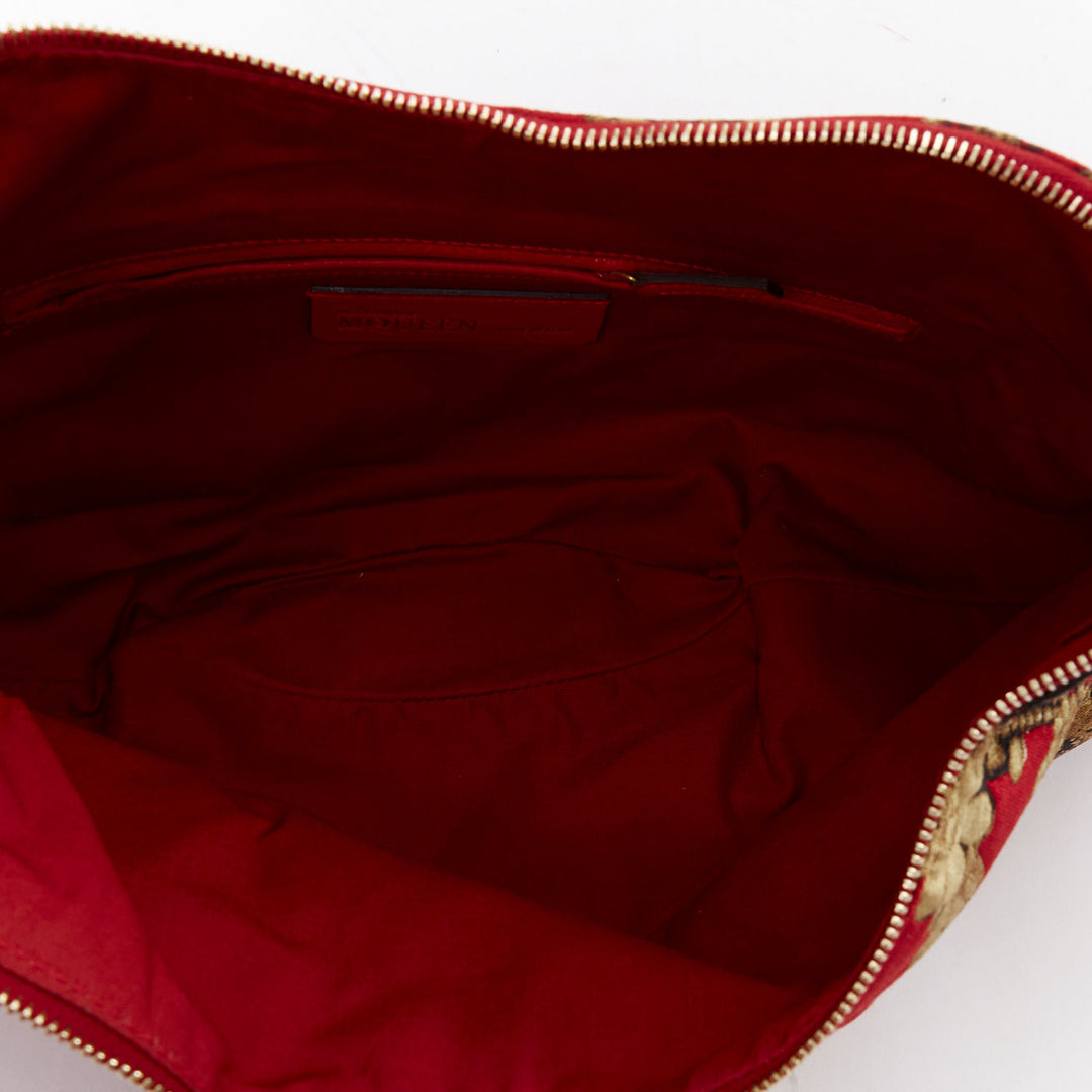ALEXANDER MCQUEEN De Manta Angels Demons Grinling Gibbons red gold jacquard bag