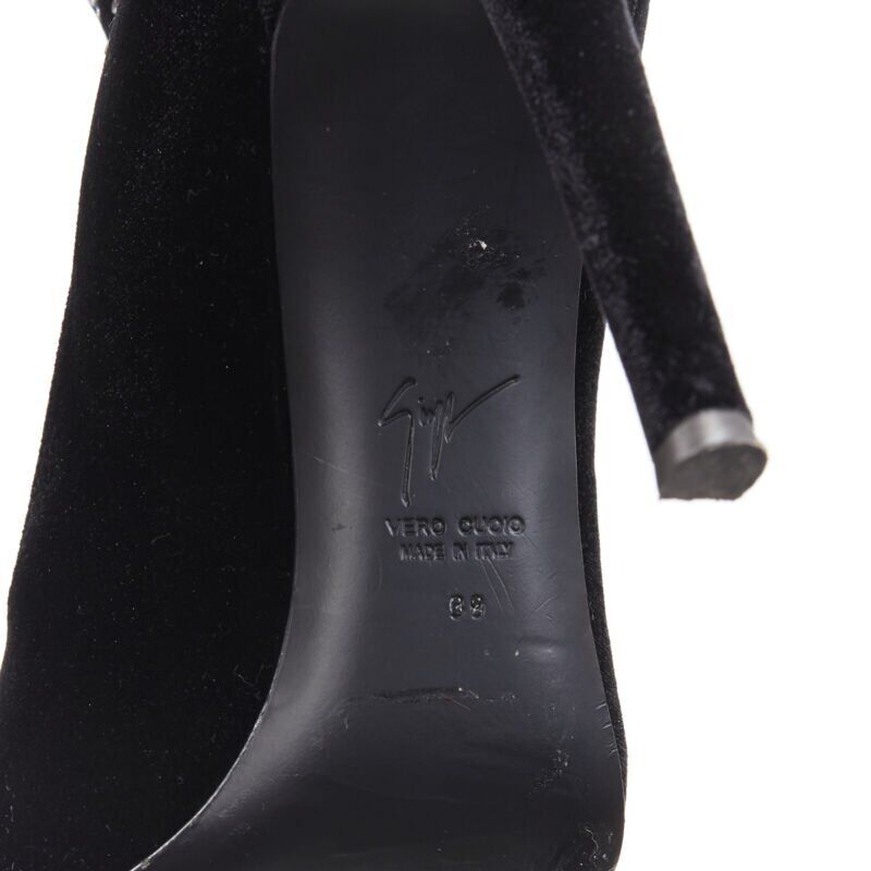 GIUSEPPE ZANOTTI black velvet crystal jewel embellished pull on sock bootie EU39