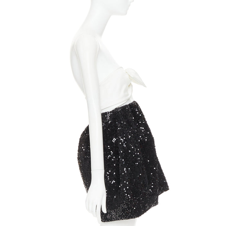 ALEXANDRE VAUTHIER SS2019 white satin bow black sequin mini dress